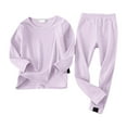 thumbnail image 4 of KAUOD Boys Girls 2 Piece Thermal Shirt Pants Set Plain Long Sleeve Crew Neck Cotton Sweater Joggers Pants Undershirts Clothes, 4 of 4