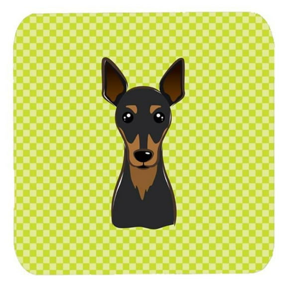 3.5 x 3.5 In. Checkerboard Lime Green Min Pin Foam Coasters, Set Of 4