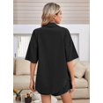 thumbnail image 4 of Women 2 Piece Outfit Summer Short Sleeve Top and Shorts Sweatsuit Set Black L, 4 of 7