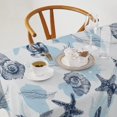 thumbnail image 2 of Nautical Coastal Table Cloth, Blue and White Undersea Starfish Seashell Coral Ocean Beach Tablecloths for Outdoor Picnic, Rectangle(60x120in), 2 of 6