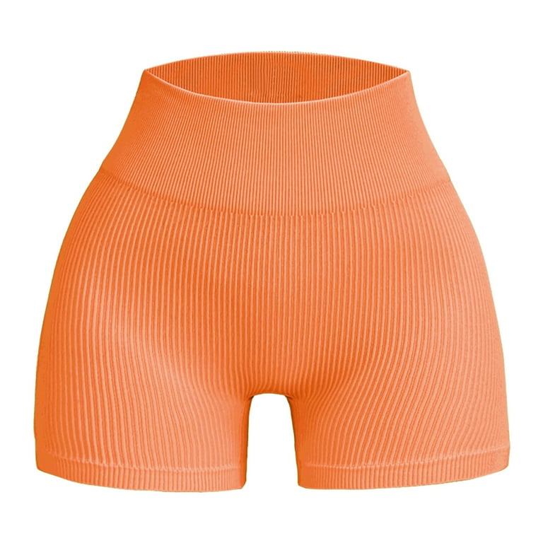 Yoga Biker Shorts Yoga Casual Solid Color Yoga Leggings Shaper Shorts Tummy Control Orange M Walmart