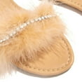 thumbnail image 5 of Anuirheih Clearance Slip on Sandals Women,Summer New Style Daily Leisure One-line Rhinestone Plush Flat Slippers Women(Beige), 5 of 5