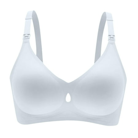 DXOUPM Nursing Bras for Breastfeeding Seamless V Neck Maternity Bra Women Pregnancy Breastfeeding Bra Grey XL