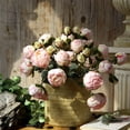 thumbnail image 4 of Pink Peonies Artificial Flowers 2 Bouquets Vintage Peonies 18pcs Pink Peonies with Single Long Stems Silk Flowers for Wedding Decoration Bride Bouquet Flowers Crafts Floral Arrangement (Pink), 4 of 8