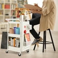 thumbnail image 4 of Gymax 3-Tier Utility Storage Cart Metal Rolling Trolley w/ DIY Pegboard Baskets White, 4 of 10