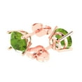 thumbnail image 2 of 14K Solid Gold Push Back Stud Earrings for Women | 3 cttw Round Cut Natural Peridot | Rose Gold, 2 of 5