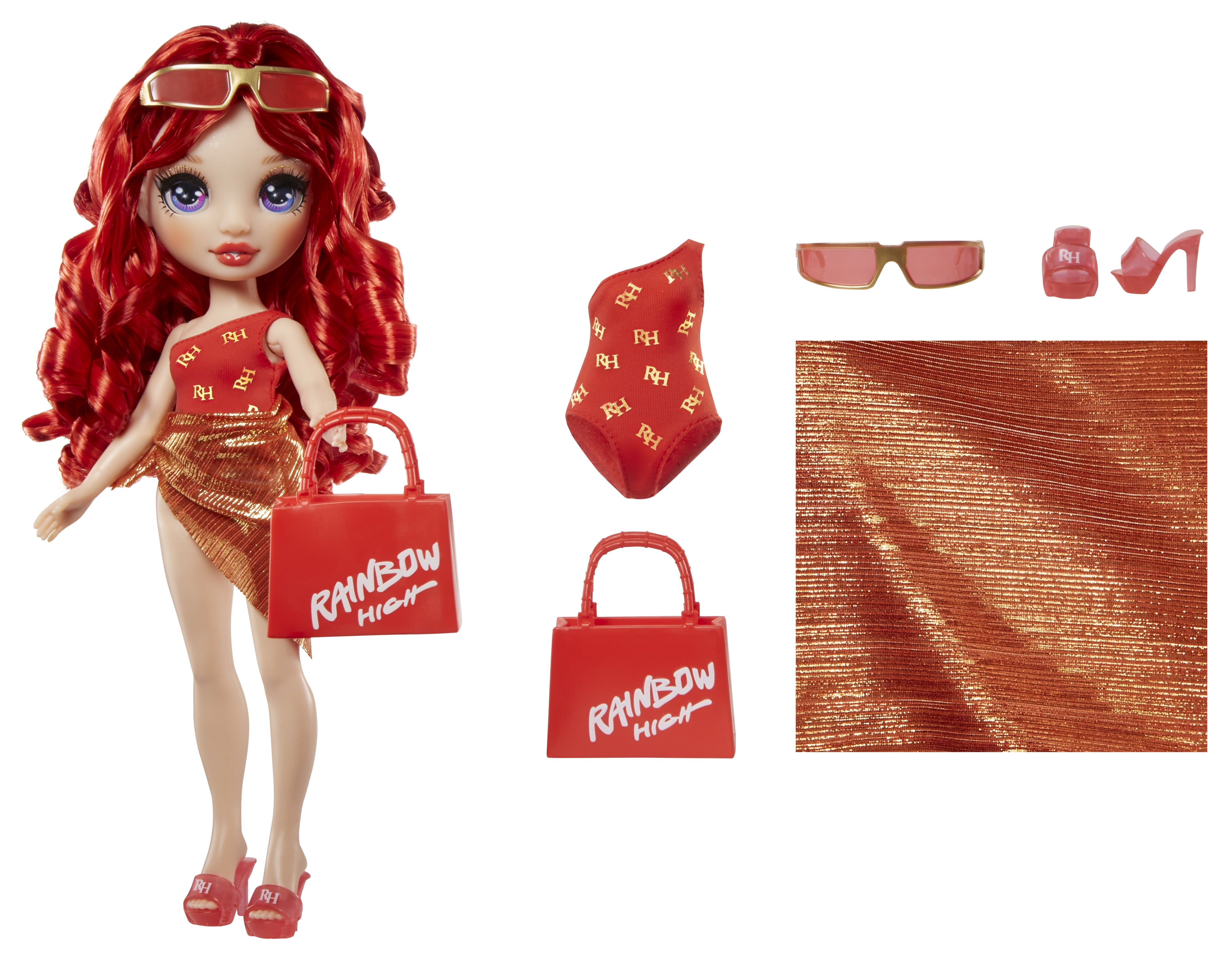 Rainbow High Swim & Style Ruby, Red 11” Doll, Ages 4-12