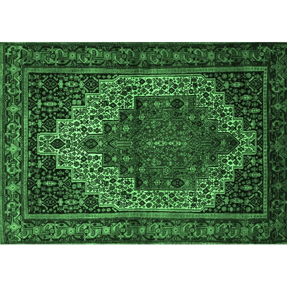 Ahgly Company Indoor Rectangle Persian Emerald Green Traditional Area Rugs, 5' x 7'