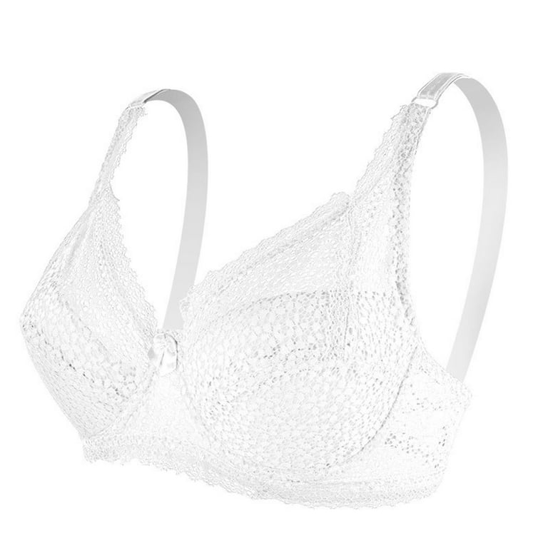 QUYUON Clearance Cute Bras Womens Solid Lace Lingerie Bras Plus Size  Underwear Bralette Bras Comfortable Bra Breathable Padded Bralette White  3XL 
