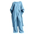 thumbnail image 2 of 2 Piece Sets for Women Summer 2026 Spring Summer Asymmetrical Collar Blouse Set 3/4 Sleeve Solid Color Breathable Lightweight Loose Fit 2 Piece Casual Outfit for Daily Home Travel Sky Blue S by Duoif, 2 of 5