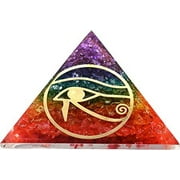 7 Chakra Onyx Crystal Orgone Pyramid, Organite Pyramid Horus Eye