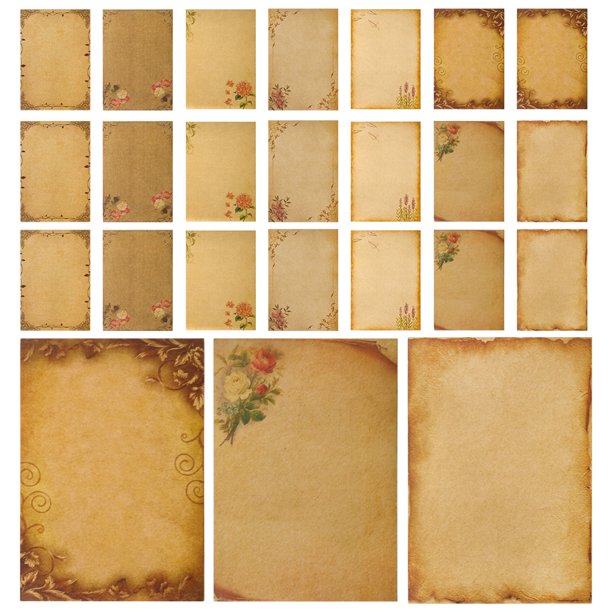 PTOOTP 24 hojas de papel de carta retro Papeles de escritura Papeles de carta para invitación de saludo