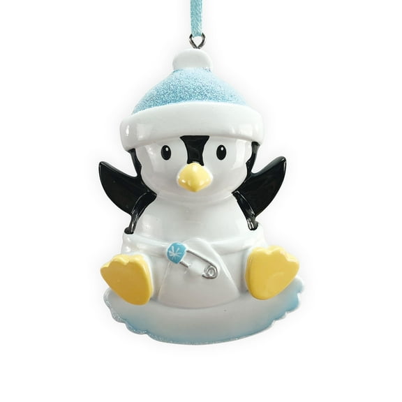 Baby Boy Penguin Round Disc Ornament