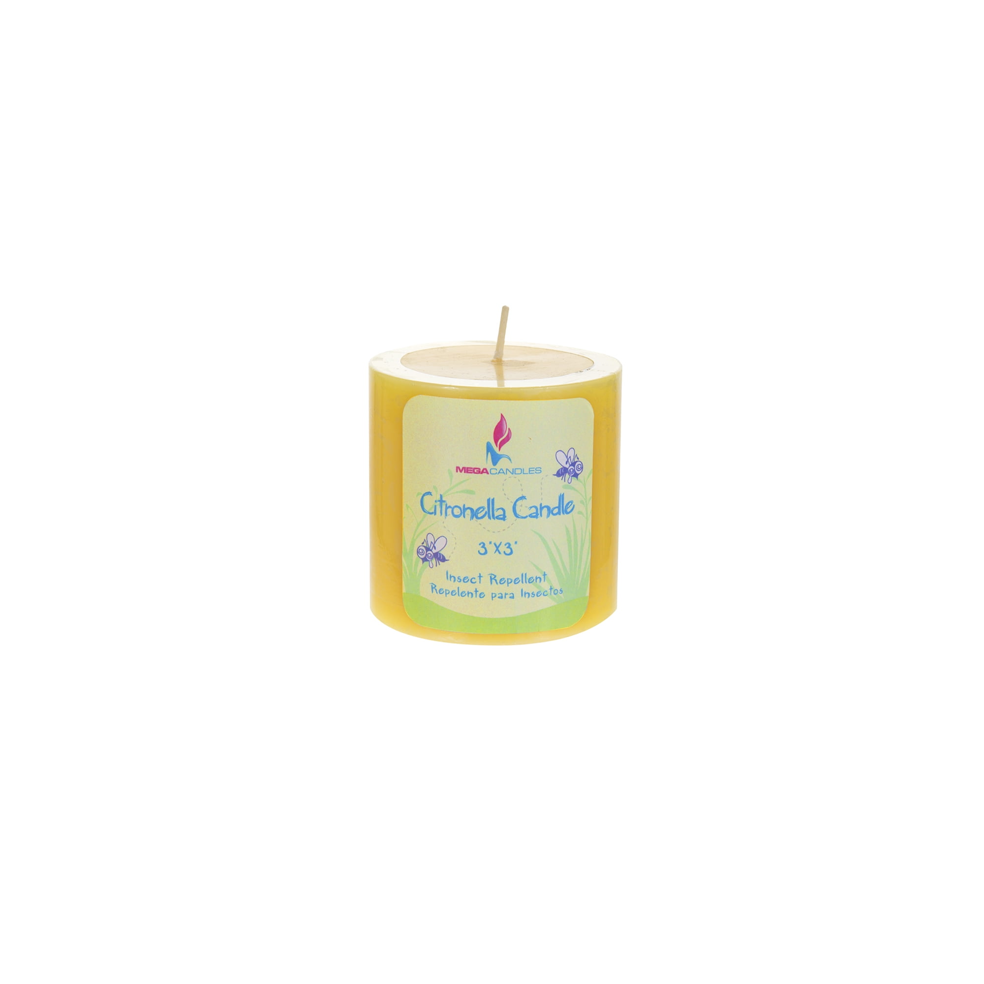 Mega Candles 1 pcs Citronella Round Pillar Candle Hand Poured Wax