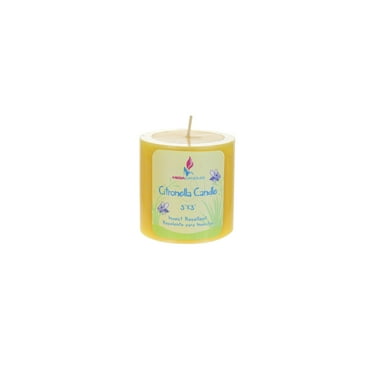 Mega Candles 1 pcs Citronella Round Pillar Candle | Hand Poured Wax Candles 3" x 3" | For Outdoor Camping BBQ Party Usage | Excellent in Repelling Insects and Bugs