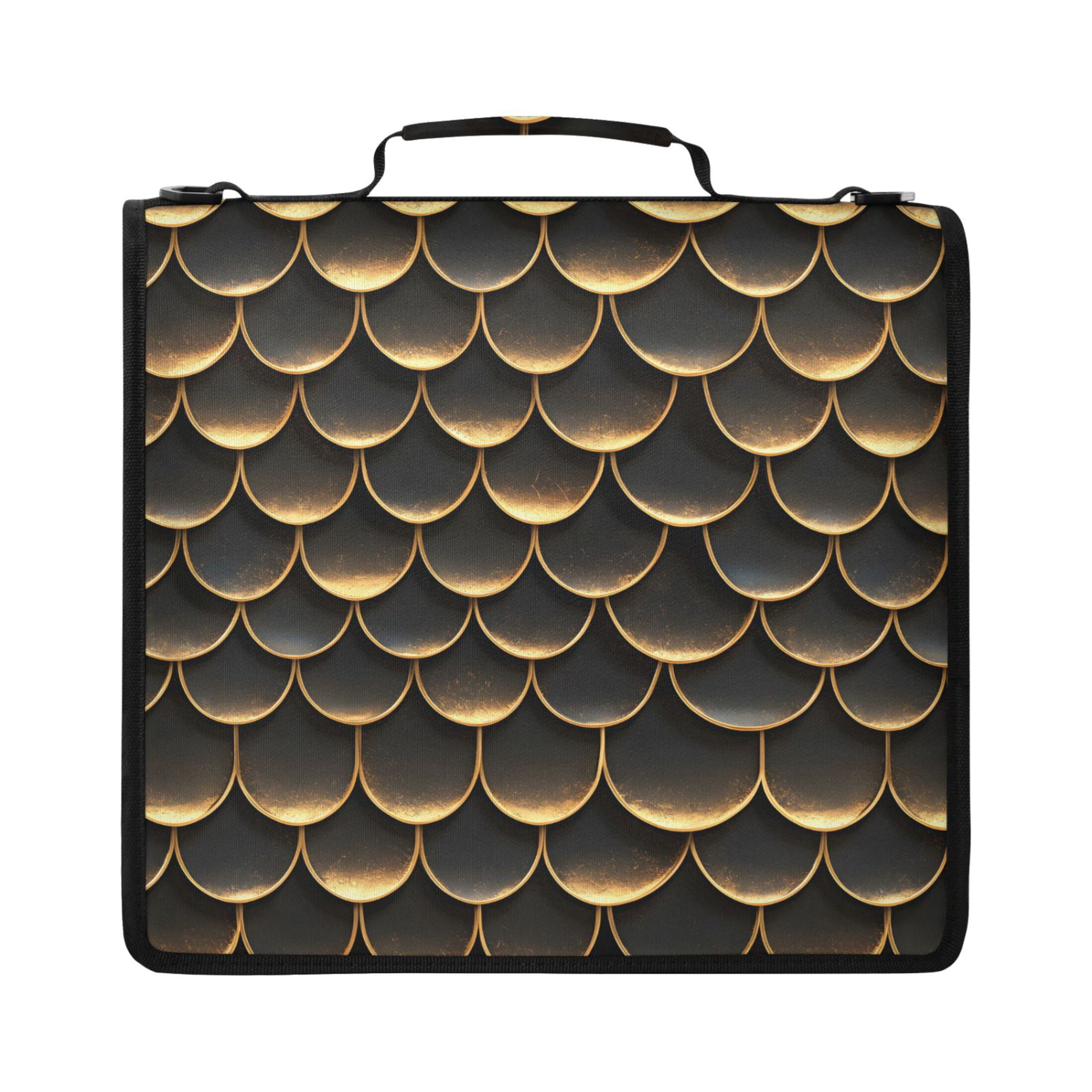 ALAZA Zipper Binder Golden Dragon Scales Pattern 2 inch 3 Ring 500 Sheet Capacity Trapper Keeper File Folder Organizer Bag