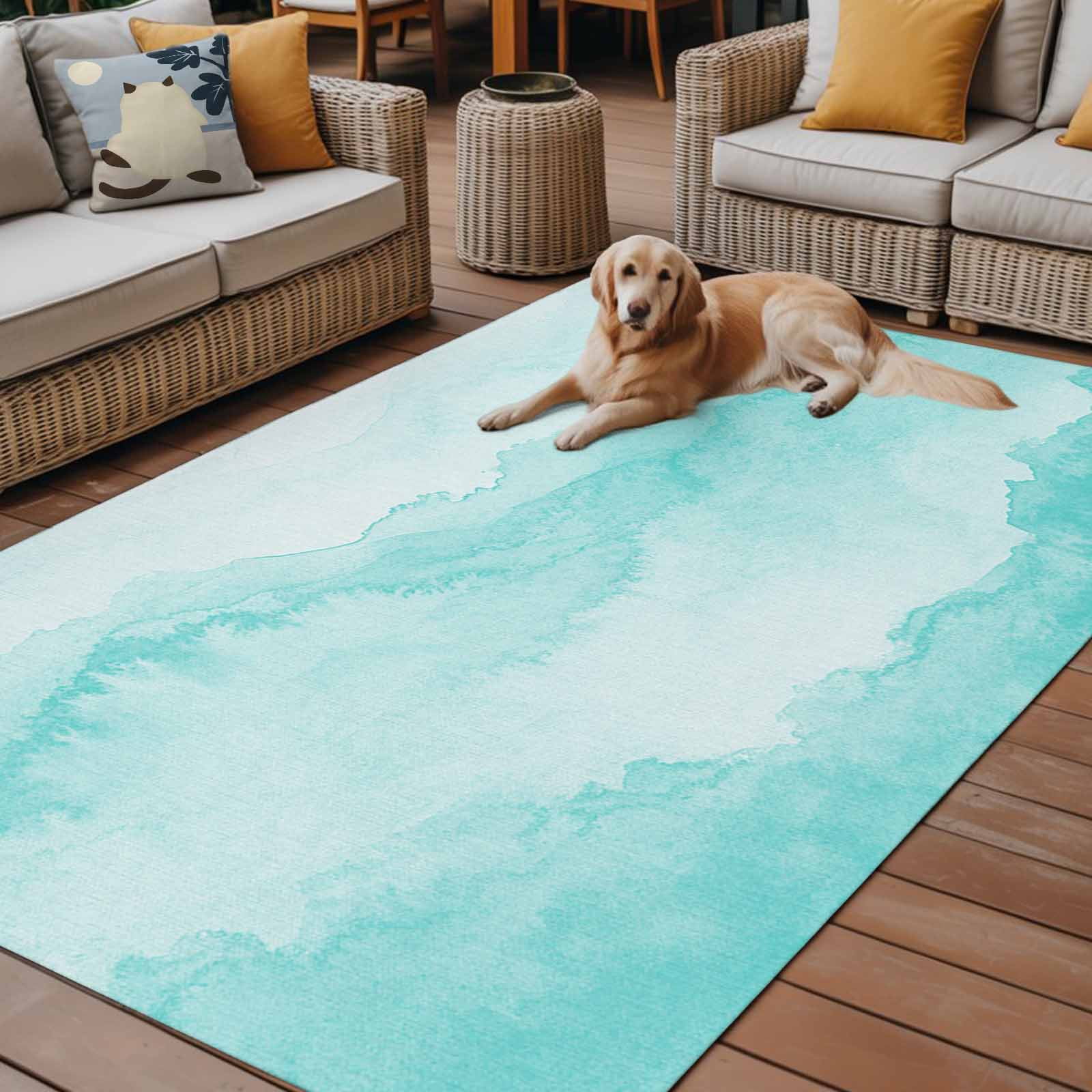 Fsddascl Navy Blue Ombre Mountain Outdoor Rug for Patio/Deck/Porch