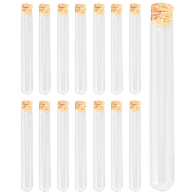 MasteelfCA 15Pcs Glass Vial Container Cork Stopper Glass Test Tubes for Chemical and Home Use