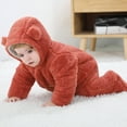 thumbnail image 5 of Fleece Jumpsuit Baby Girls Winter Clothes Infant Thick Plush Cute Footed Rompers Hoodies Newborn Long Sleeve Snowsuit, Red, 3 Months, 5 of 7