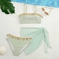 thumbnail image 2 of TOWED22 Girl's 3 Piece Bikini Set Cross Strap Swimsuits for Girls Bathing Suit with Shorts Teen Swimwear Swimming Suit(Light Green,9-10 Y), 2 of 9