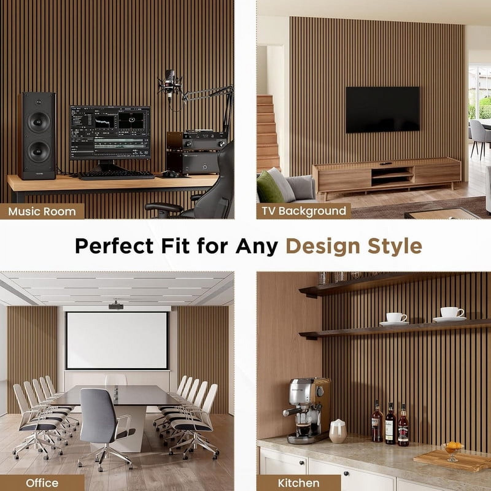 Easy4Home 4Pcs Wood Slat Acoustic Panels 94.5" x 12.6" Soundproof Wall Panels,Classic Oak