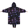 thumbnail image 2 of Oversized Wearable Blanket Hoodie,Purple Halloween Ghost Pumpkin Skull Pattern Sherpa Blanket Hoodie with Super Pockets,Super Warm Fuzzy Pullover for Women & Men, 2 of 6