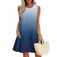thumbnail image 2 of bbymog Robes d'Été pour Femmes Mode Dégradé Col Rond à Volants Robe Mini Ligne A Robes de Plage pour Femmes Vacances Bleu Foncé m, 2 of 7