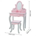 thumbnail image 2 of Teamson Kids Play Vanity Set Wooden Dressing Table with Mirror & Stool Pink/Grey, 2 of 10