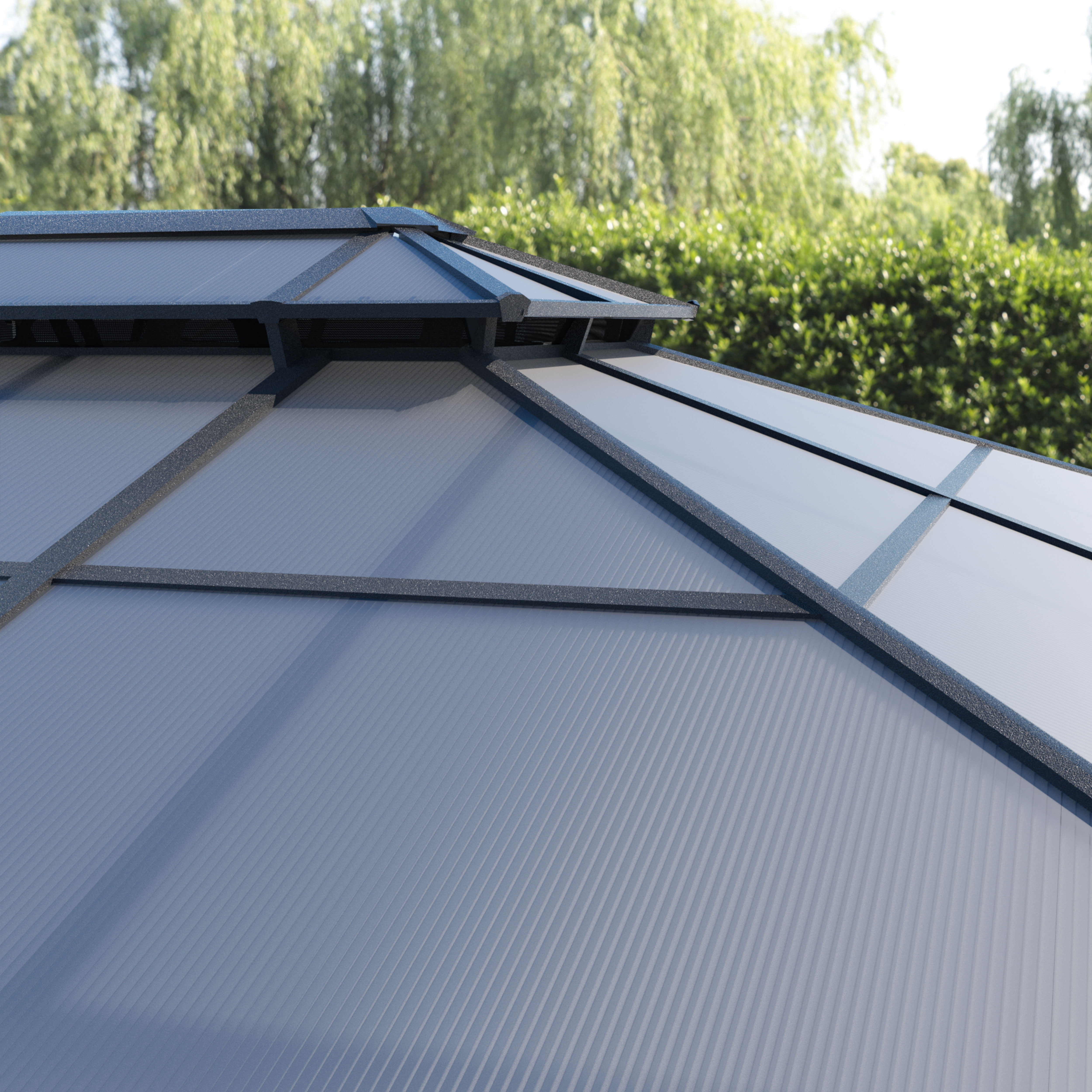 VEIKOUS 10ft x 13ft Outdoor Double Roof Gazebo, Aluminum Frame Permanent Pergola for Garden Patio Lawns Parties