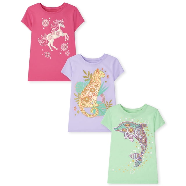 Camiseta The Children's Place para niñas de manga corta, paquete de 3, talla 10/12