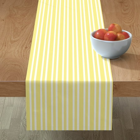 

Cotton Sateen Table Runner 108 - French Stripe Pinstripe Yellow Stripes White Classic Print Custom Table Linens by Spoonflower