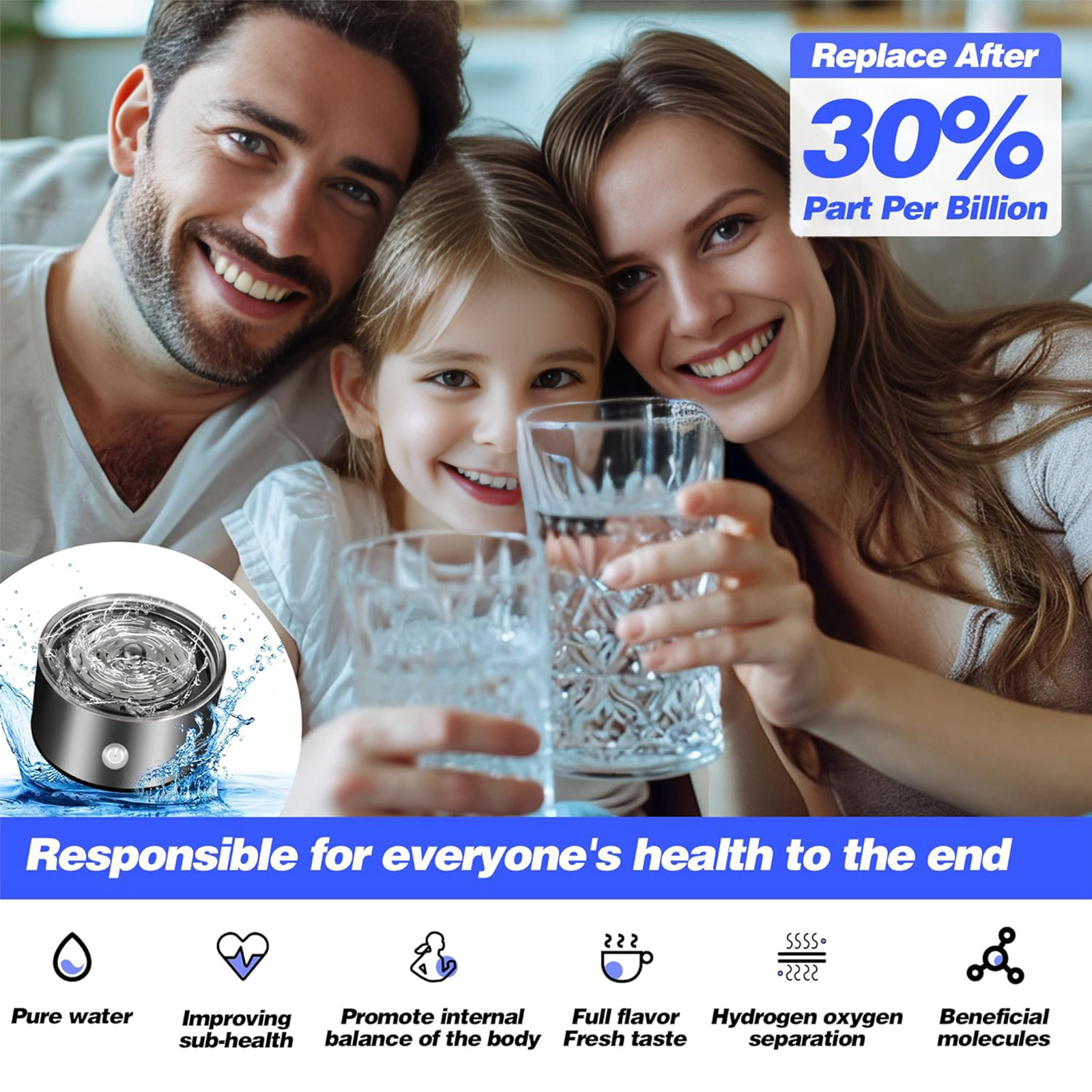 BITOUSHI Hydrogen Water Bottle Portable Hydrogen Water Ionizer Machine Hydrogen Rich Water Cup Generator with New SPE PEM Technology Water Glass for Office Home Travel Drinking - Silver