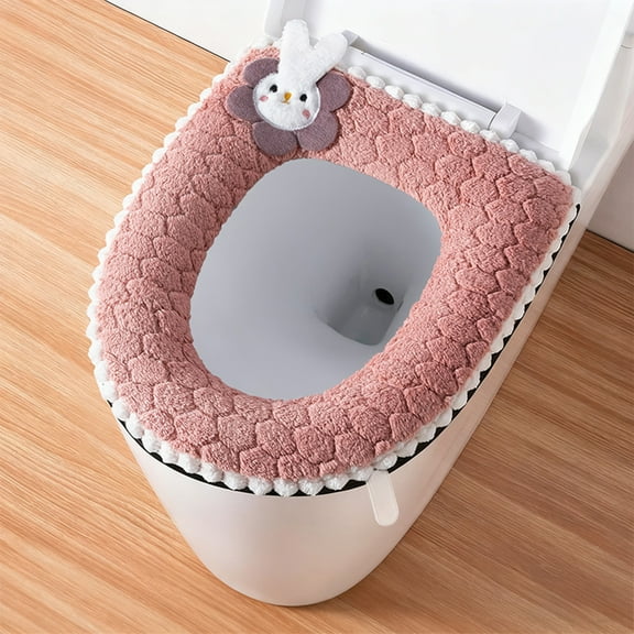 Uuiauoio Washable Thickened Toilet Seat Cushion Cover, Soft Heated Toilet Seat Pad for Elderly & Disabled, Non-Slip Warm Toilet Lid Cover for Bathroom Comfort, Toilet Seat Cushion for Cold Weather