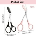 thumbnail image 2 of Eyebrow Scissors with Professional Stainless Steel Comb, Eye Trimmer Scissors with Mini Comb, Safety Design, Compact Size, for Men & Women Personal & Home & Travel Use 2PCS (Pink and Black), 2 of 5