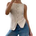 thumbnail image 1 of Toimothcn Womens Tank Tops Sleeveless Square Collar Open Placket Buttons Textured Horizontal Stripes Elegant Blouse Tops Suitable For Outdoor Activities, 1 of 6