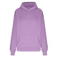thumbnail image 5 of Plus Size Pullover Hoodies for Women with Pocket Solid Color Long Sleeve Hooded Sweatshirts Jumper Tops (L, Purple), 5 of 5