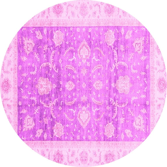 Ahgly Company Indoor Round Oriental Pink Traditional Area Rugs, 5' Round
