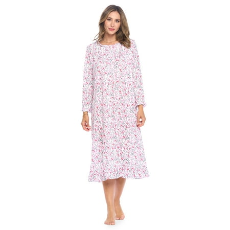 

Casual Nights Women s Long Floral & Lace Henley Nightgown