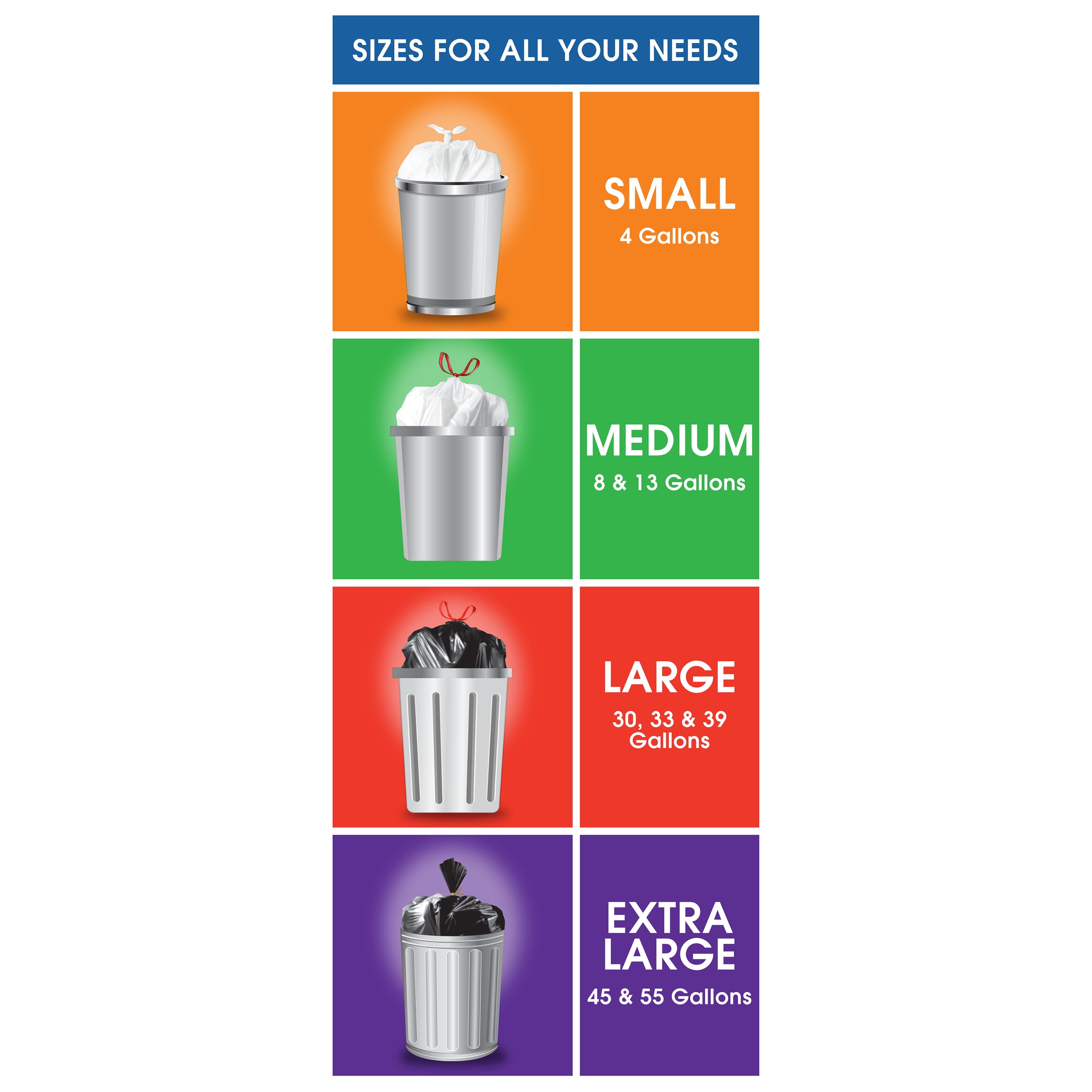 Great Value 8 Gallon Strong Flex Medium Drawstring Bags, 40 Bags