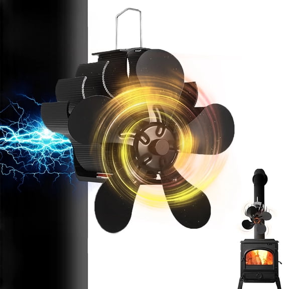 Magnet Log Burner Fan,Chimney Fan Silent, Stove Flue Pipe Fan 4 Blade, Heat Powered Wood Burner Fan
