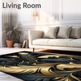 thumbnail image 2 of Ultra Soft Area Rug, Plumage with Opulent Ebony Backdrop and Gilded Accents, Non Slip, Stain Resistant, Washable Area Rugs for Living Room, Bedroom(Gold, 6X9), 2 of 8