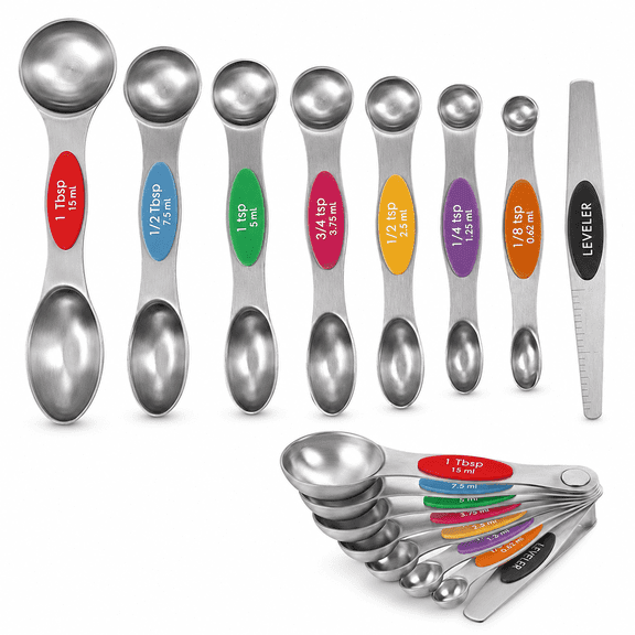 Magnetic Measuring Spoons, Stackable for Baking Measuring Teaspoon Set 8 PCS