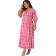 thumbnail image 3 of DARING DIVA Plus Size Bell Sleeve Ruffled Hem Boho A Line Long Dress 1X Hot Pink, 3 of 6