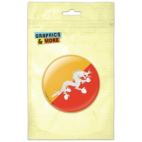 Bhutan National Country Flag Pinback Button Pin Badge