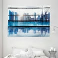 thumbnail image 1 of Office Decor Tapestry, Urban Cityscape View with Skyscrapers Buildings Image Photo, Wall Hanging for Bedroom Living Room Dorm Decor, 80W X 60L Inches, Black White and Light Blue, by Ambesonne, 1 of 2