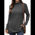 thumbnail image 2 of Camiseta Holgada de Larga con Cuello Alto y Estampado Geométrico de Jacquard para Mujer, Otoño e Invierno. Gris Oscuro L, 2 of 10