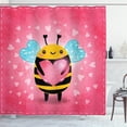 thumbnail image 1 of Ambesonne Queen Bee Shower Curtain, Bumblebee Cartoon, 69"Wx84"L, Coral Pale Blue Yellow, 1 of 3