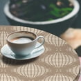 thumbnail image 3 of Ambesonne Geometric Fitted Round Tablecloth, Simple Grid Stripes Print, 36"- 40" Diameter, Warm Taupe Champagne, 3 of 5