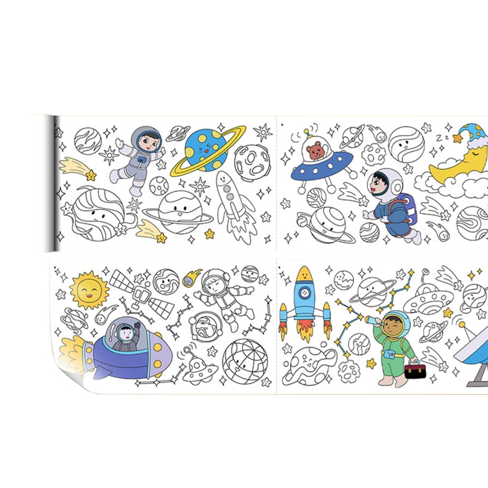 Drawing Paper Roll for Children Painting Color Filling Paper Art Paper Roll  for Imagination Group Activities , Outer Space 
