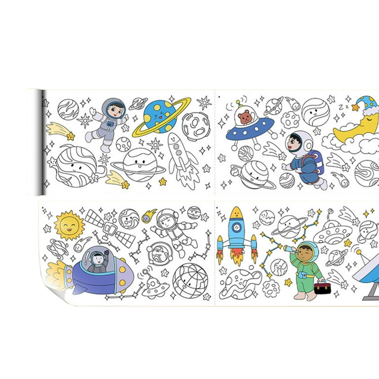 Drawing Paper Roll for Children Painting Color Filling Paper Art Paper Roll for Imagination Group Activities , Outer Space, Size: 1000cmx30cm, Blue